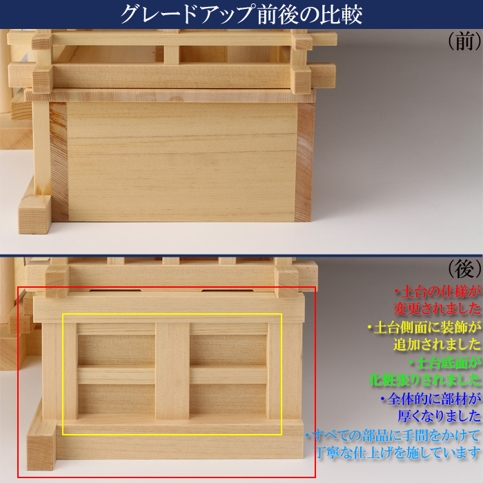 神棚 茅葺三社宮（小）〈K-17〉 グレードアップ前後比較