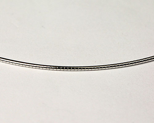 ペンダントトップ用 オメガネックレス（金具付き）ロジュームメッキ 長約420mm×φ1mm No.8