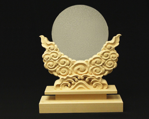 神鏡 白銅鏡+特上彫り雲形台 8寸