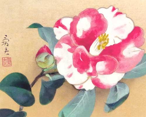 和風飾り絵 色紙 椿 No.2 | 高級神棚・神具の通販なら伊勢宮忠